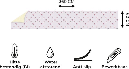 Keukenloper 360x60 cm - Keukenmat vinyl Patroon - Rozen - Bloemen - Keukenmatten loper - Keuken vloerkleed tapijt