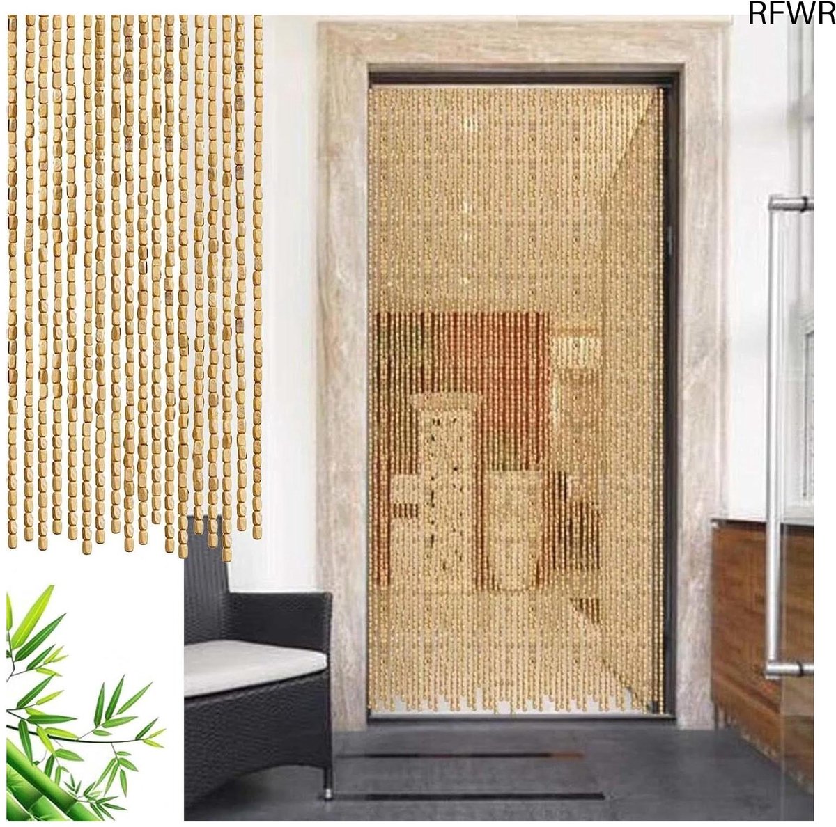 RFWR® Bamboe Kralengordijn voor Deuren en Ramen - Decoratieve Vliegengordijnen voor Binnen en Buiten
