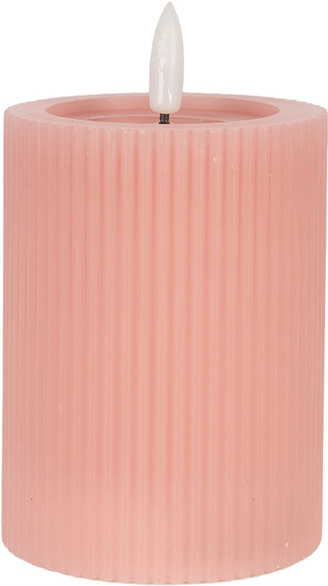 Clayre & Eef LED Kaars Ø 8x13 cm Roze Wax