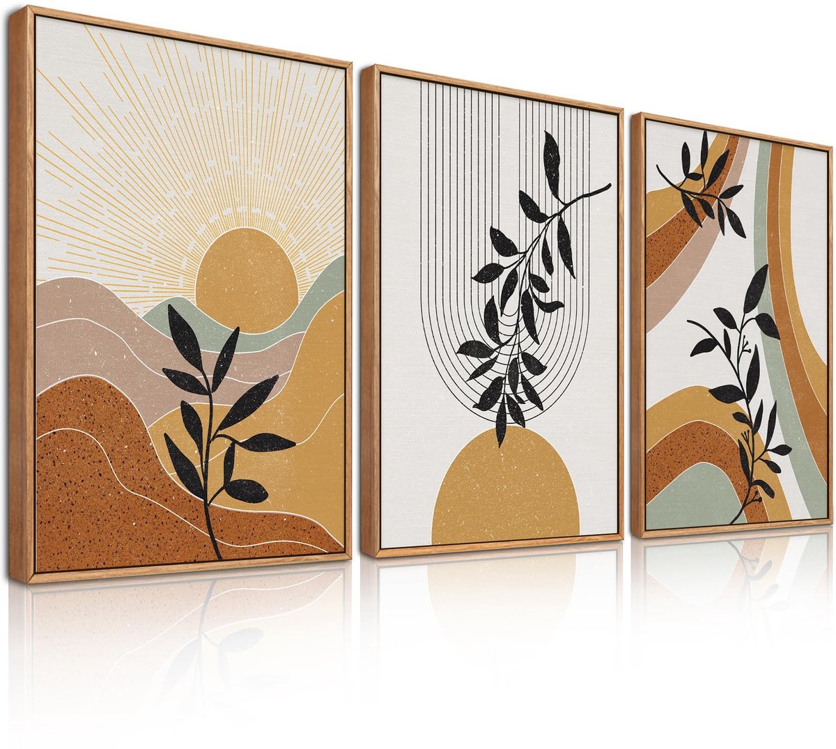 Ibenzoa® Moderne Boho Muurkunst Schilderijen Set met Geometrische Lijnen voor Huisdecoratie