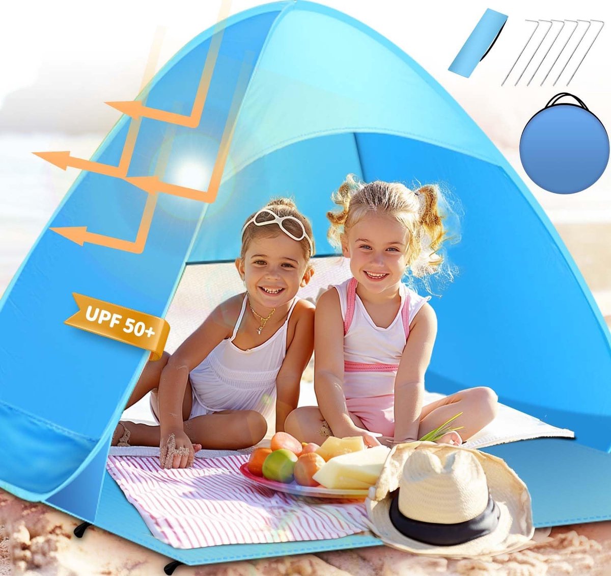 Lexium Strandtent baby - Zomeruitje - Baby zonnescherm - UV bescherming - Pop-up strandtent - Baby strandaccessoire - Vakantie met baby - Stranddag met kinderen - Baby schaduwdoek - Draagbare strandtent - Zonnescherm baby - Zandvrije speelplek - Baby