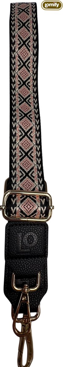Lomify Pattern Strap Ruit Zwart & Wit & Roze universeel telefoonkoord / Lanyard / phone strap met verstelbare schouderhals 80cm - 130 cm