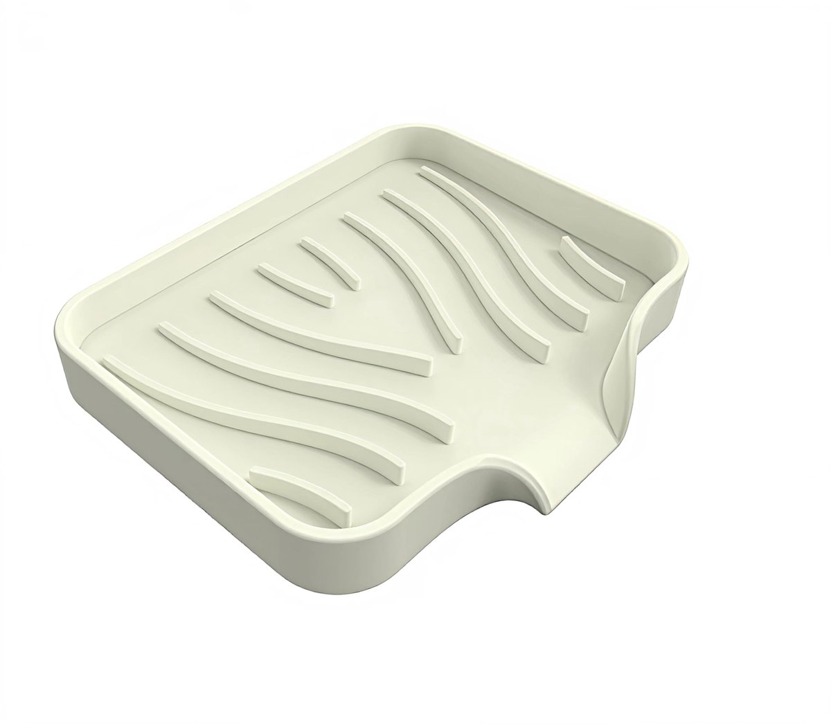 Ibenzoa® Creme-kleurig Silicone Zeepbakje met Antislip en Afvoer voor Badkamer en Keuken
