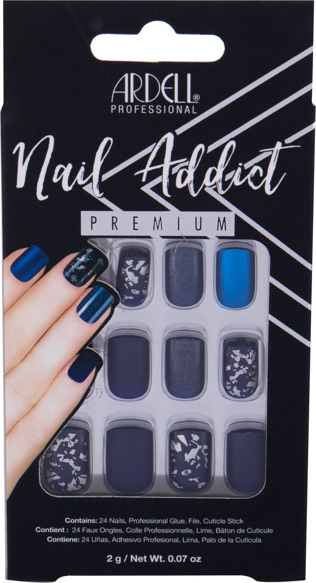 Ardell - Nail Addict Premium Set ( Matte Blue ) - Sada umělých nehtů s příslušenstvím Matte Blue