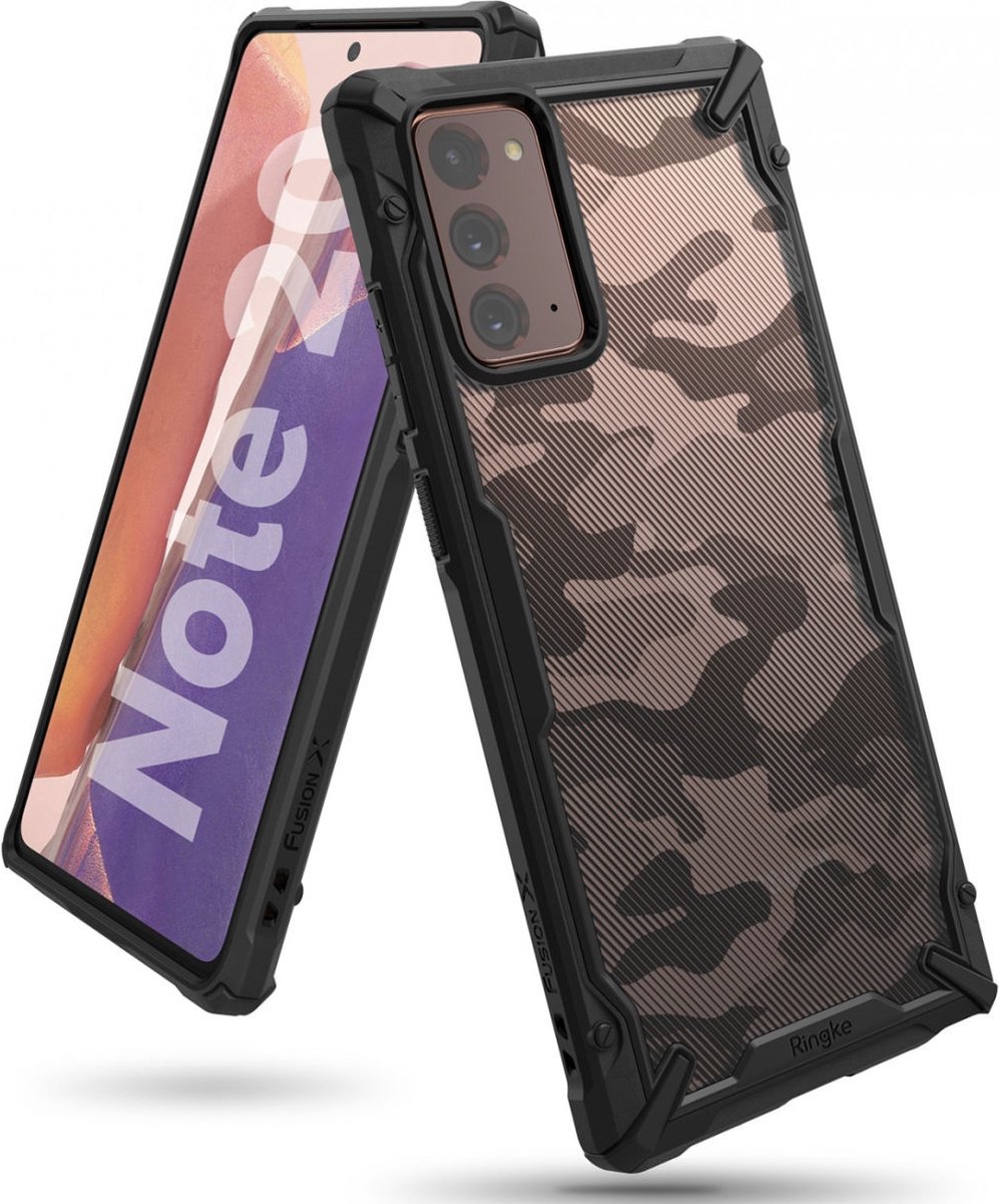 Ringke Fusion X Hoesje Geschikt voor Samsung Galaxy Note 20 Camo Zwart