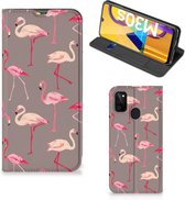 Stand Case Geschikt voor Samsung Galaxy M30s | Geschikt voor Samsung M21 Hoesje met naam Flamingo