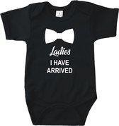 Go Mama - Rompertje - Ladies i have arrived - Romper zwart korte mouw - Maat 74/80 * baby cadeau * kraamcadeau