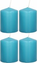 6x Turquoise blauwe cilinderkaarsen/stompkaarsen 6 x 8 cm 29 branduren - Geurloze kaarsen turkoois blauw - Woondecoraties