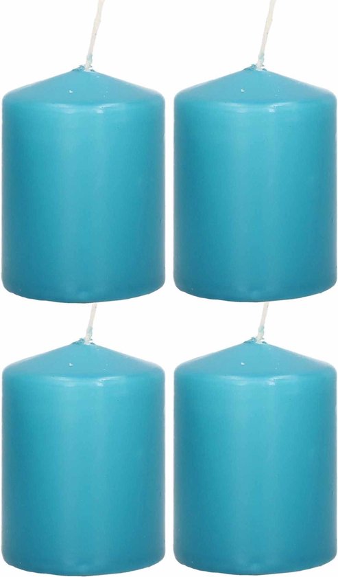lotus faillissement inhalen 6x Turquoise blauwe cilinderkaarsen/stompkaarsen 6 x 8 cm 29 branduren -  Geurloze... | bol.com