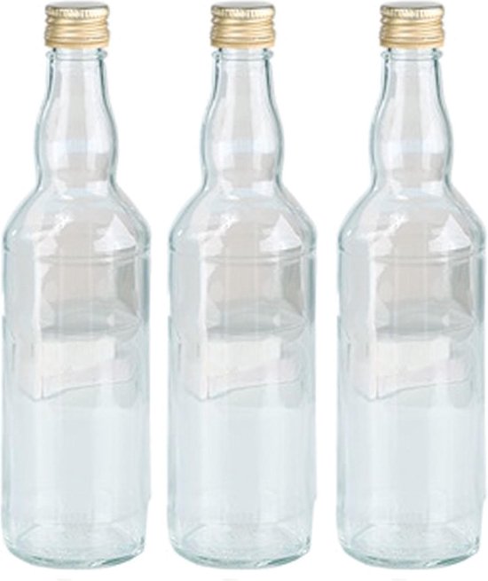Zaklampen ontploffen gesprek 3x Glazen flessen met schroefdop 500 ml - Glasflessen / flessen met  schoefdoppen | bol.com