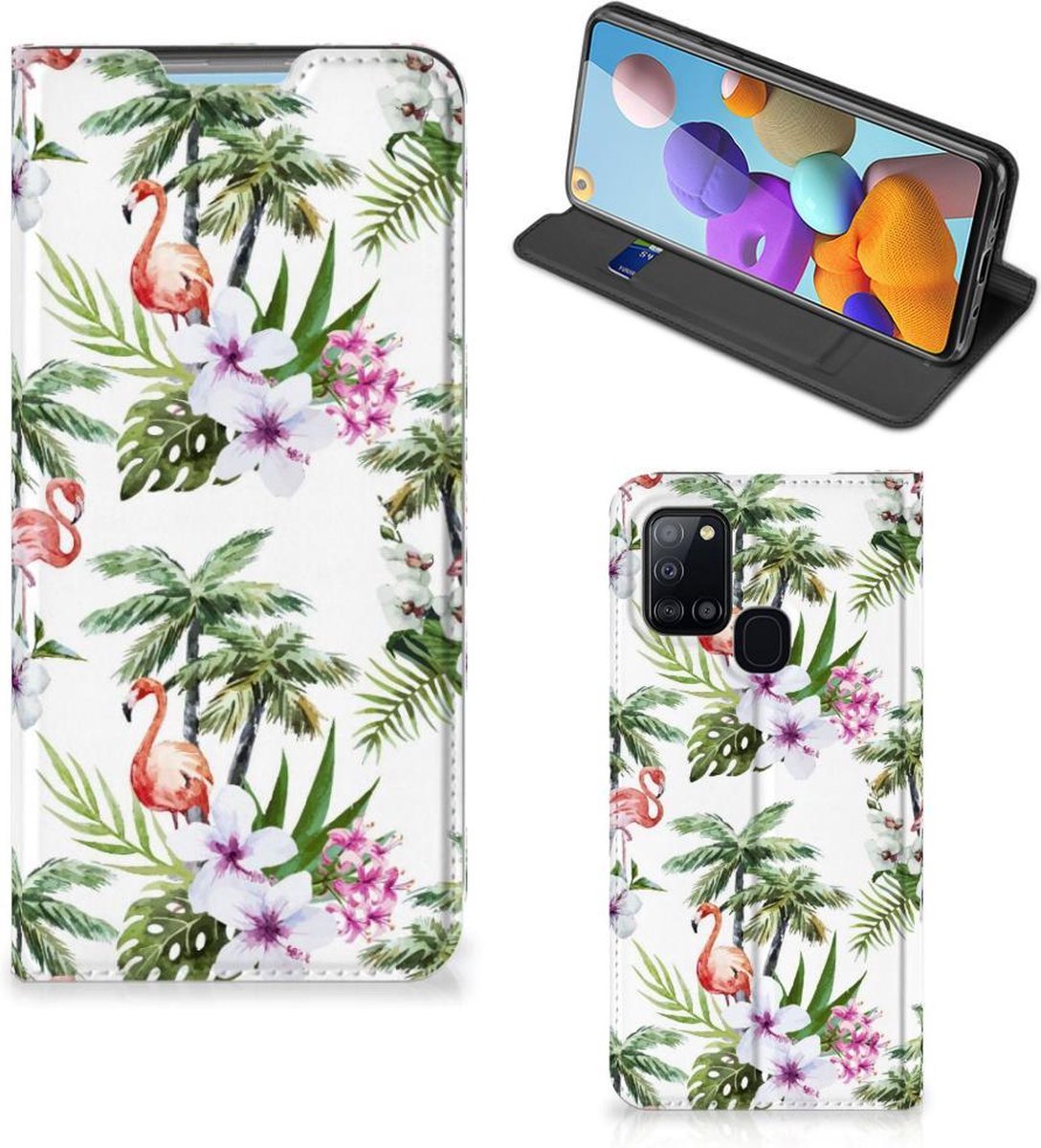 Samsung Galaxy A21s Hoesje maken Flamingo Palms