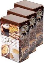 6x boîtes à café / boîtes de rangement rectangulaires marron avec imprimé café 19 cm - Boîte à café / Boîte à café - Boîtes de rangement / boîtes de rangement