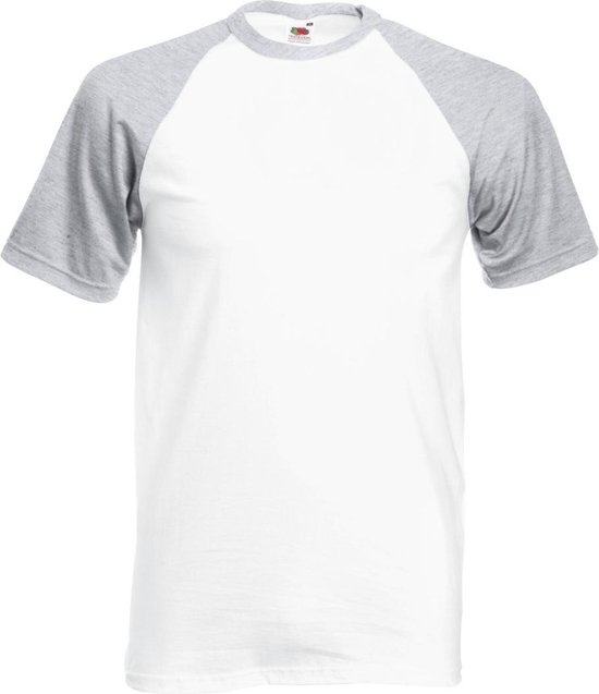 Shortsleeve Baseball T-shirt (Wit / Grijs) XXL