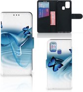 GSM Hoesje Geschikt voor Samsung Galaxy M31 Telefoonhoesje Portemonnee Vlinders