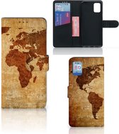 Telefoonhoesje Geschikt voor Samsung Galaxy A31 Wallet Bookcase Wereldkaart