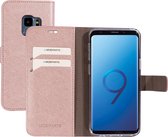 Mobiparts hoesje geschikt voor Samsung Galaxy S9 - Saffiano Wallet/Portemonnee hoesje - Magneet Sluiting - 3 Opbergvakken - Roze