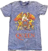 Queen Heren Tshirt -XL- Classic Crest Blauw