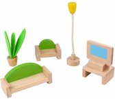 Tooky Toy Poppenhuisinrichting Woonkamer Hout Naturel 5-delig
