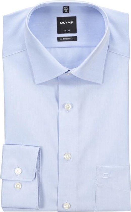 OLYMP Luxor modern fit overhemd - mouwlengte 7 - lichtblauw - Strijkvrij - Boordmaat: 43