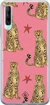 Huawei P Smart Pro hoesje siliconen - The pink leopard | Huawei P Smart Pro case | zwart | TPU backcover transparant