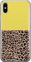 iPhone X/XS hoesje siliconen - Luipaard geel | Apple iPhone Xs case | TPU backcover transparant