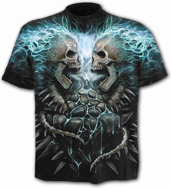 Spiral Heren Tshirt -S- FLAMING SPINE Zwart