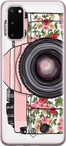 Samsung S20 hoesje siliconen - Hippie camera | Samsung Galaxy S20 case | grijs | TPU backcover transparant