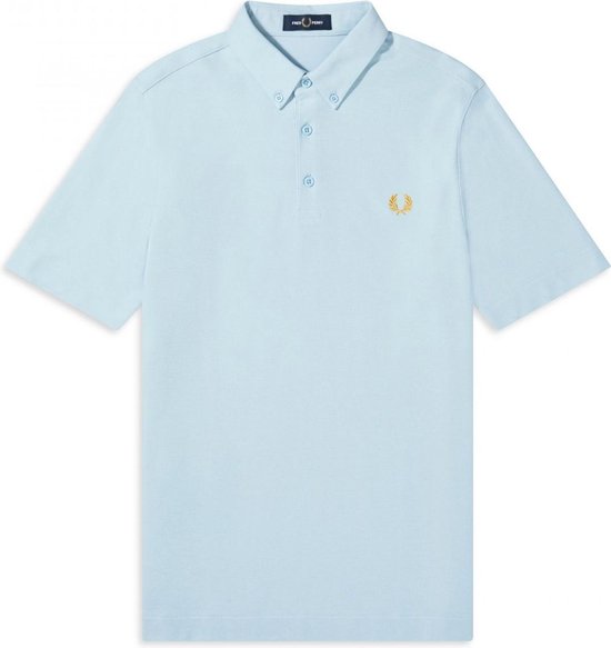 blue button down polo shirt