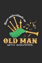 Old man with bagpipes: 6x9 Bagpipe - grid - squared paper - notebook - notes