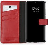 Huawei P Smart (2020) Hoesje met Pasjeshouder - Selencia Echt Lederen Booktype - Rood
