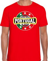 Have fear Portugal is here t-shirt met sterren embleem in de kleuren van de Portugese vlag - rood - heren - Portugal supporter / Portugees elftal fan shirt / EK / WK / kleding L