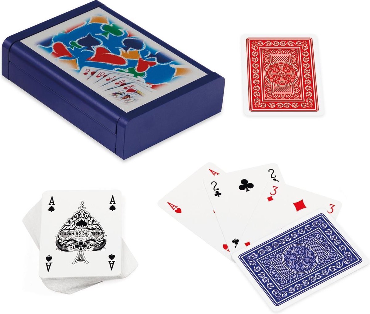 Bevatten herhaling bespotten Dal Negro Speelkaarten Met Houder Dibond Karton Blauw 3-delig | Games |  bol.com
