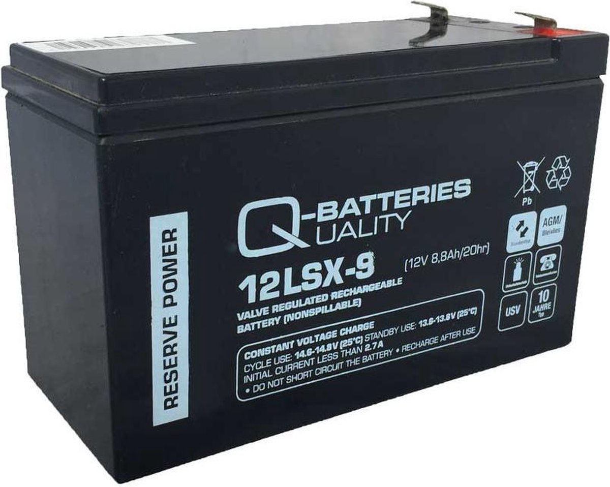 Q-Batteries Vervangingsbatterij Voor EFFEKTA UPS-systeemserie ME800/USB 12V 9 Ah 4250889658014