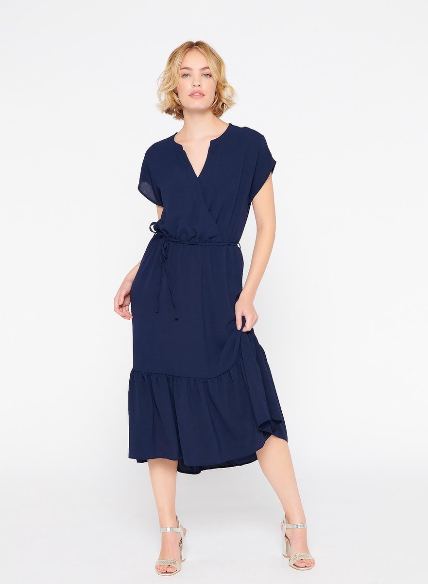 Lola Liza Midi jurk met ruches - Dark Blue - Maat 34 