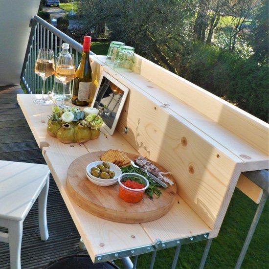 Table de balcon en or avec bois pliante en bois - 99 cm - lavage  transparent -... | bol