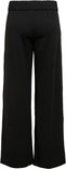 Zwarte wijde broek met elastische tailleband aan de achterkant.