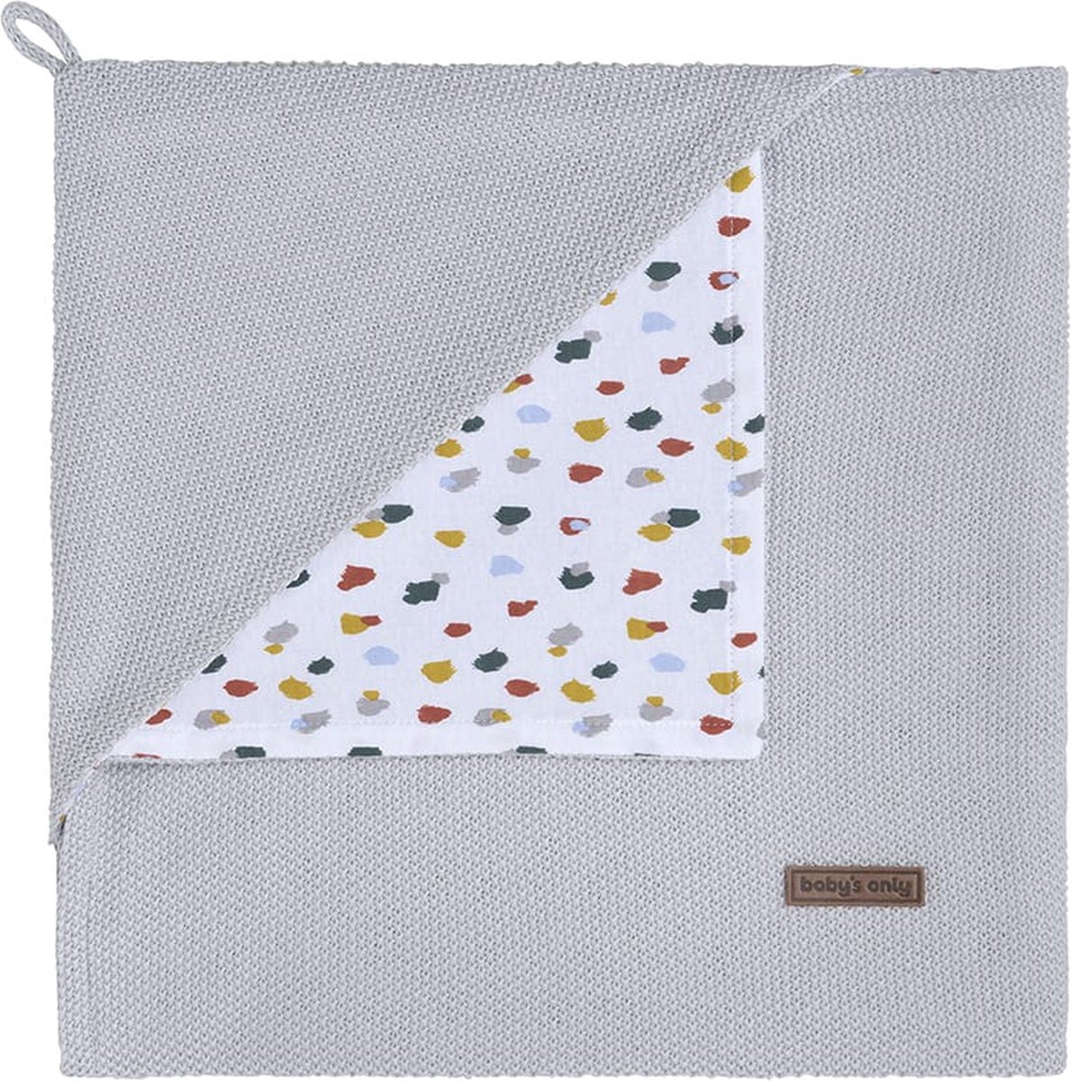 Baby's Only Gebreide wikkeldeken - Omslagdoek baby Leaf - Zilvergrijs - 75x75 cm - Geschikt voor drie- en vijfpuntsgordel