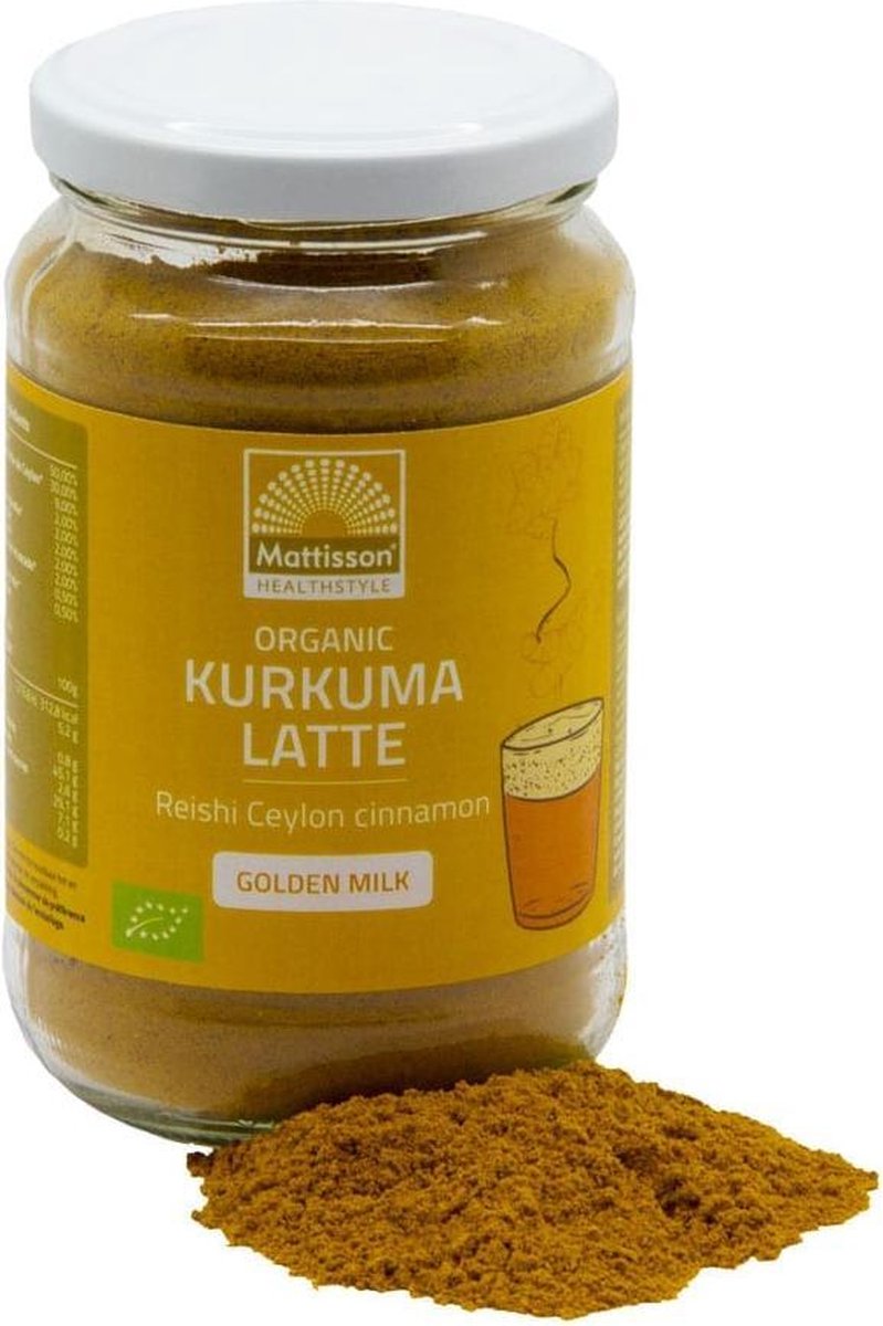 Mattisson / Biologische Kurkuma Latte Goldenmilk Ongezoet Reishi Ceylon Kaneel - 160 gram (MT209