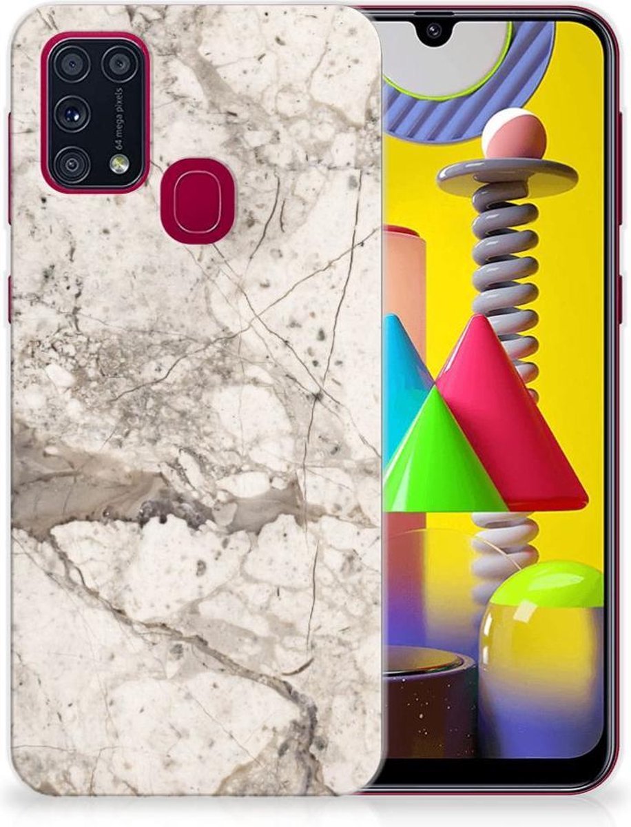 Samsung Galaxy M31 TPU Siliconen Hoesje Marmer Beige