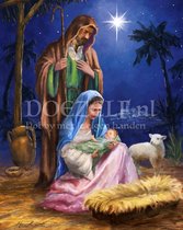 Diamond Painting Jozef, Maria en kindje Jezus 40x50cm. DP Volledige bedekking - Ronde steentjes - diamondpainting inclusief tools
