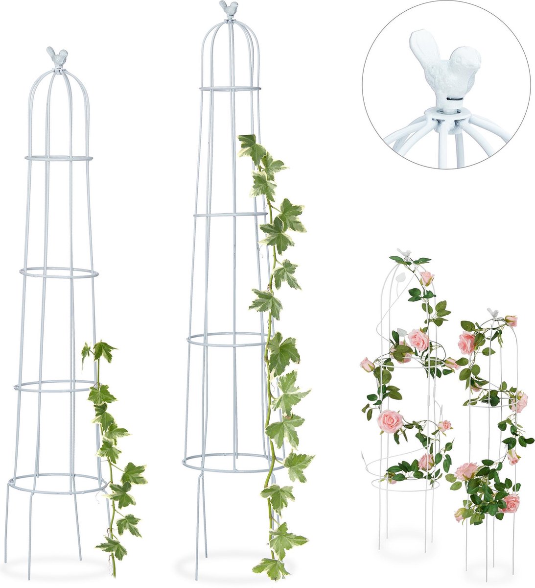 Relaxdays rankhulp set van 2 stuks obelisk plantensteun plantenklimrek metaal A