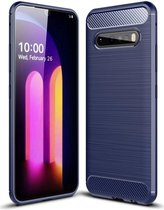 LG V60 ThinQ Geborsteld TPU Hoesje Blauw