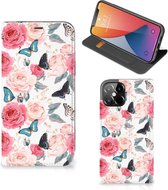 Flipcase Cadeautjes voor Moederdag Geschikt voor iPhone 12 Pro Max Smartphone Hoesje Butterfly Roses