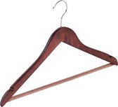 De Kledinghanger Gigant - 5 x Blouse / shirthanger beukenhout mahonie gebeitst met rokinkepingen en anti-slip broeklat, 44 cm