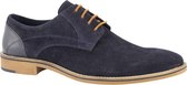 AM shoe Heren Blauwe leren veterschoen crocoprint - Maat 44