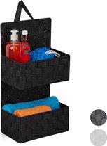 Relaxdays deurhanger badkamer - 2 mandjes - om op te hangen - deurorganizer - PP - 48 x 25 x 15 cm - zwart