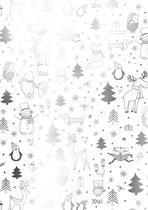 Kerst cadeaupapier Zwart Wit Xmas- Breedte 30 cm - m lang - Breedte 30  cm