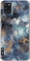 Casetastic Samsung Galaxy A21s (2020) Hoesje - Softcover Hoesje met Design - Smokey Dark Marble Print