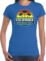 California zomer t-shirt / shirt California bikini beach party voor dames - blauw - California beach party outfit / vakantie kleding / strandfeest shirt XS