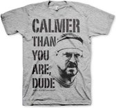 The Big Lebowski Heren Tshirt -L- Calmer Than You Are, Dude Grijs